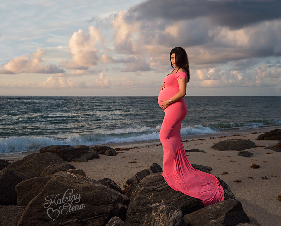 Coral Maternity Gown