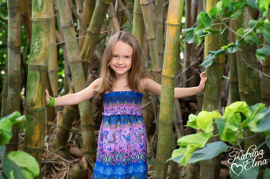 Cute Girl Posing in Bamboo