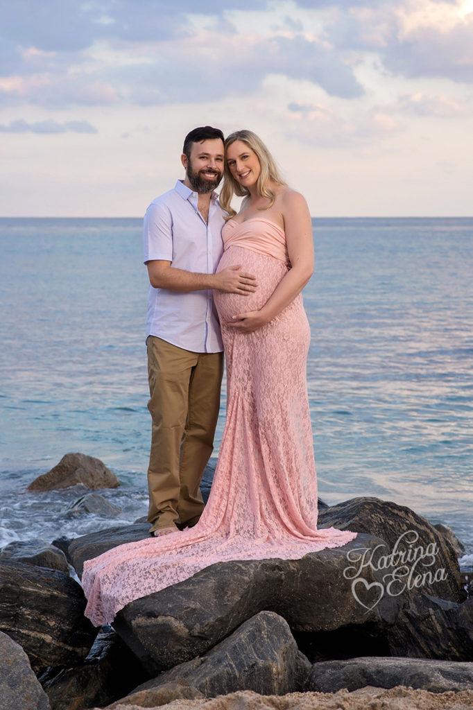 Blush Pink Lace Maternity Gown